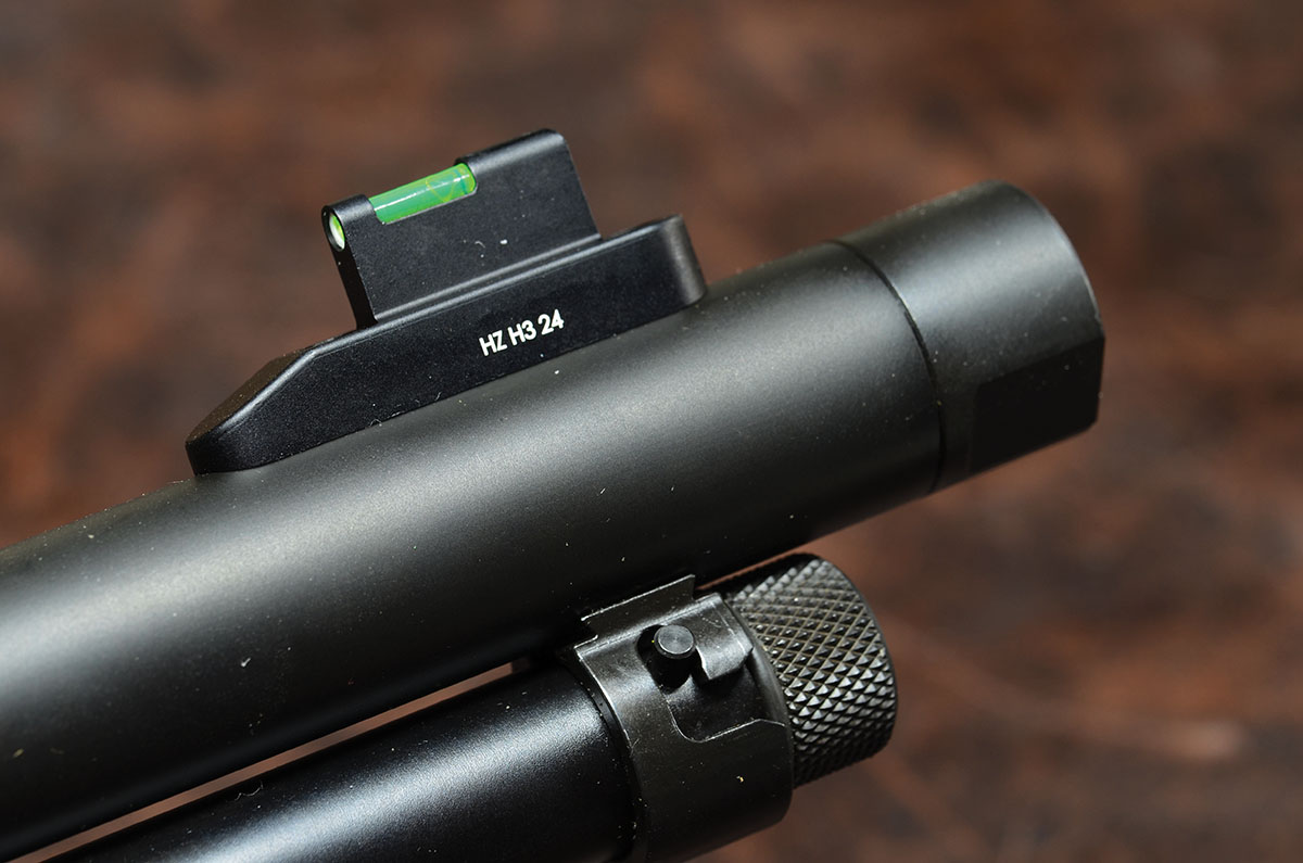 Features of the Stealth Hunter include a large, easily visible fiber optic front sight, a muzzle tapped for a suppressor, protected by a cap and – best of all – a removable magazine tube that allows unloading without cycling every round through the action.